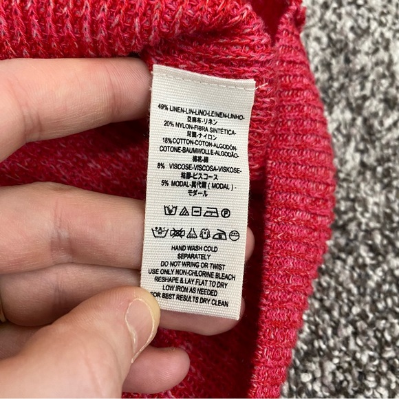 Free People Alana Knit Pullover Sweater Pink‎ Linen Blend Women’s Small - Picture 5 of 7